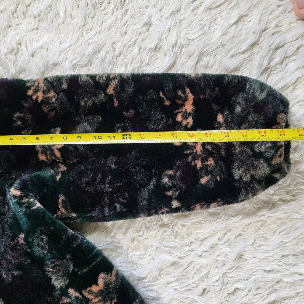 Vintage Monterey Fashions Faux Fur Black Leaf Swing Coat Jacket Medium - Picture 13 of 15